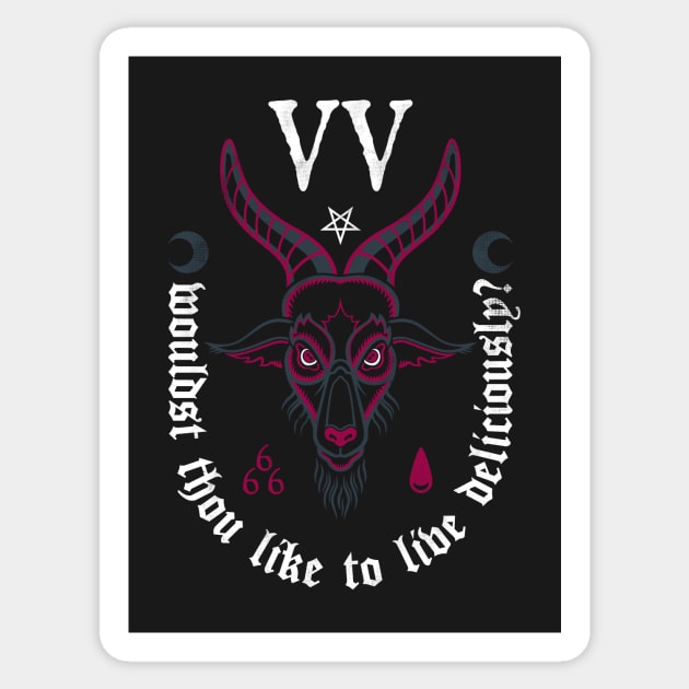 Deliciously? - Witch Goat Head Sticker by Nemons